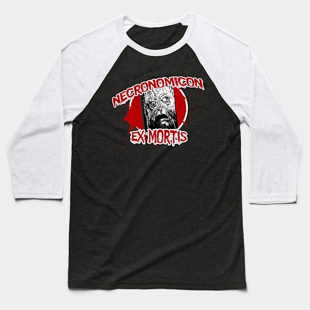 The Necronomicon Ex Mortis Baseball T-Shirt by Meta Cortex